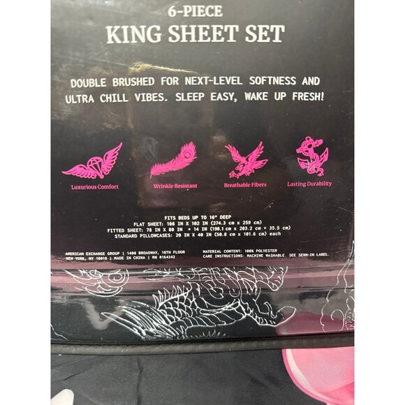 Ed Hardy King Sheet Set, 6 pieces - Picture 5 of 6